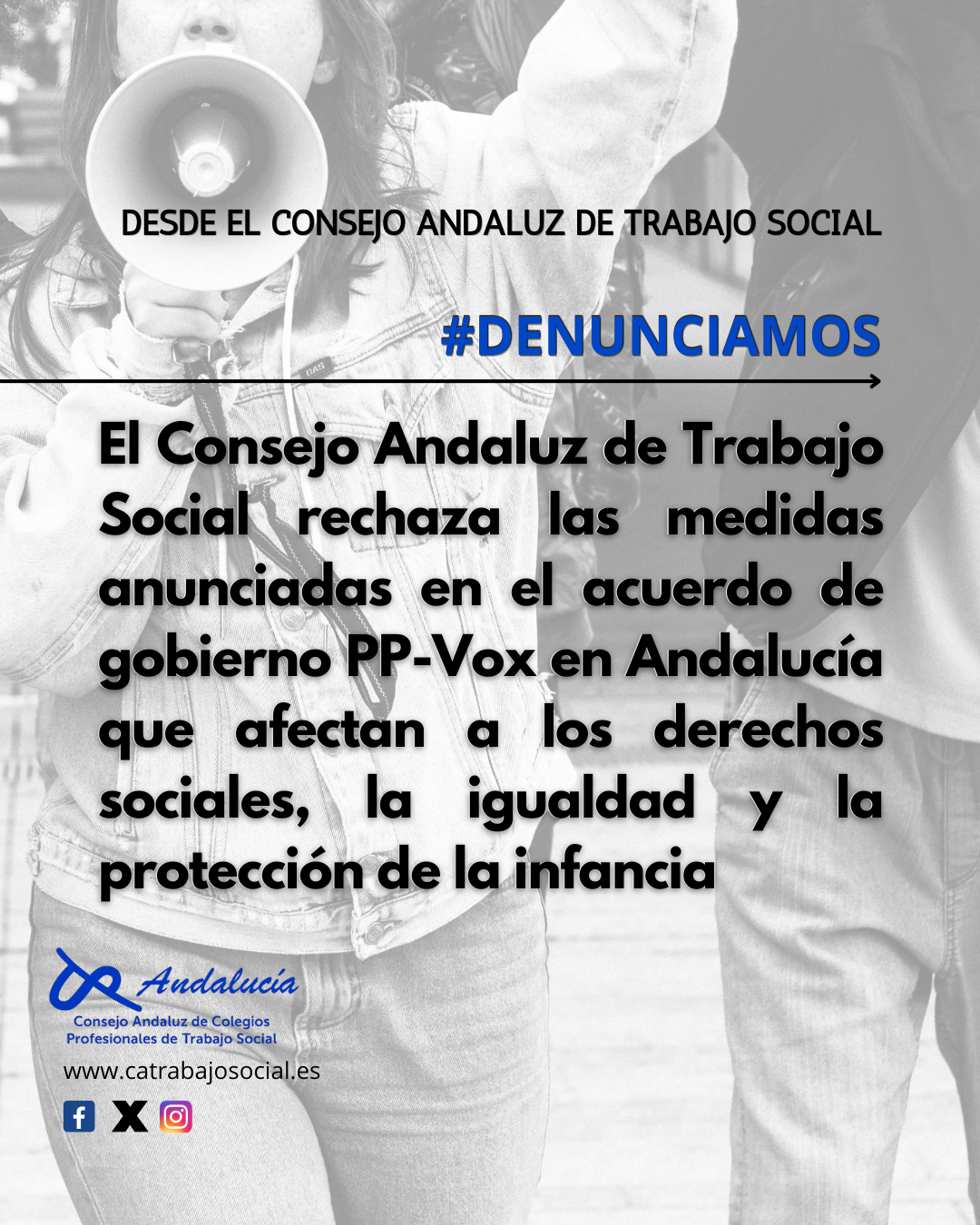 El Colegio Oficial de Trabajo Social de Huelva se adhiere al posicionamiento institucional del Consejo Andaluz de Trabajo Social