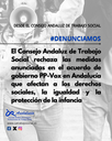 El Colegio Oficial de Trabajo Social de Huelva se adhiere al posicionamiento institucional del Consejo Andaluz de Trabajo Social