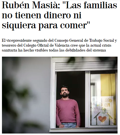 ENTREVISTA DE EL MUNDO A RUBÉN MASIÀ: "LAS FAMILIAS NO TIENEN DINERO NI SIQUIERA PARA COMER"