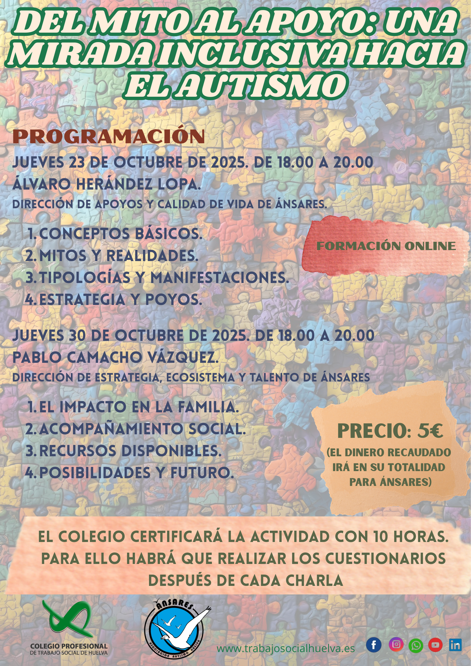 ACTIVIDAD FORMATIVA. "DEL MITO AL APOYO: UNA MIRADA INCLUSIVA AL AUTISMO"