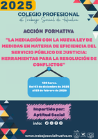Nueva acción formativa:  "La mediación la nueva Ley de medidas en materia de eficiencia del Servicio Público de Justicia: herramientas para la resolución de conflictos" 