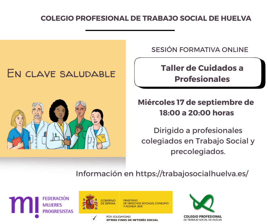 SESIÓN FORMATIVA GRATUITA Y ONLINE. TALLER DE CUIDADOS A PROFESIONALES