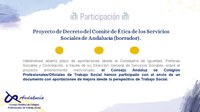 Participación en el Proyecto de Decreto del Comité de Ética de los Servicios Sociales de Andalucía